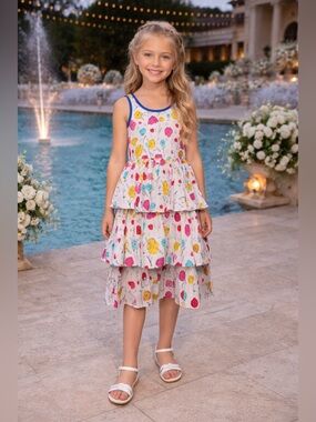 Marni White Tiered Dress with Multicolor Floral Print NWT